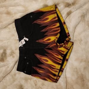 LF Carmar Black Flame Denim Shorts
